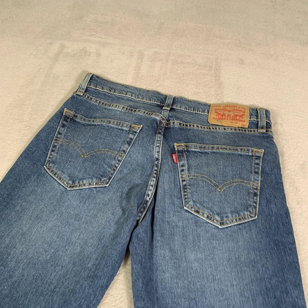 Levis 511 Jeans Mens 32x32 Blue Medium Wash Slim‎ Taper Stretch Denim Zip Fly